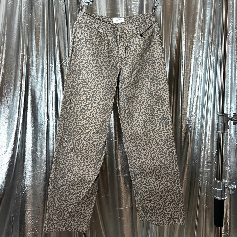 Cali 1850 Leopard Print Baggy Straight Leg Jeans